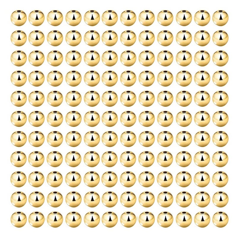 WOCRAFT 200 pcs Gold Smooth Round Spacer Beads Gold Plated Brass Tarnish Resistant Seamless Loose Connector Beads for DIY Bracelet Jewelry Making (4mm/0.16 inch (Gold)) - Image 1